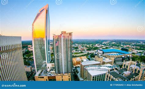 Aerial Views at Sunrise Over Charlotte North Carolina Editorial ...