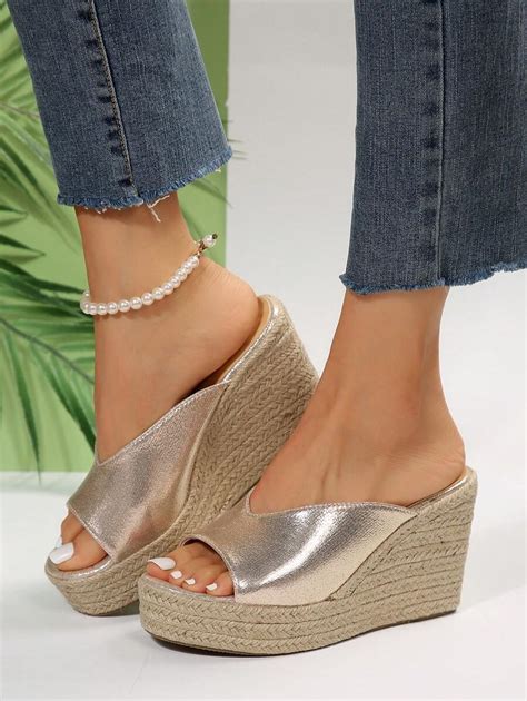 Women Metallic Espadrille Sole Sandals, Vacation Summer Faux Suede ...