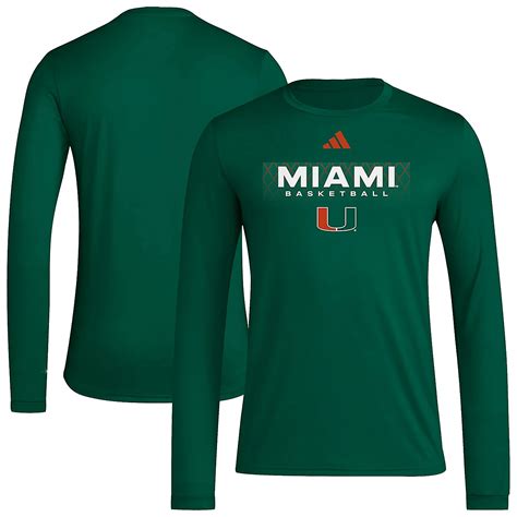 adidas Miami Hurricanes Locker On-Court In the Fade Long Sleeve T-Shirt ...