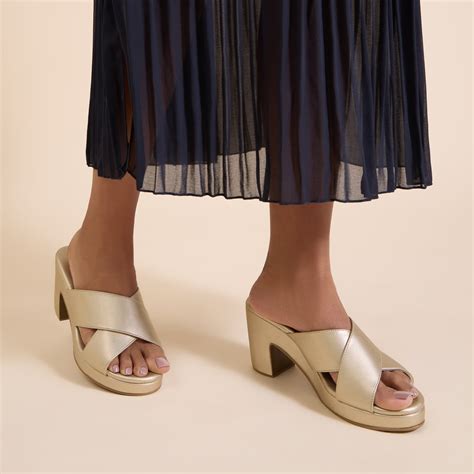 Venosa Gold Platform Heels For Women