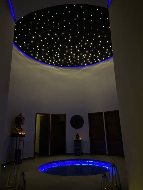 Indoor Swimming Pool with Blue Lights