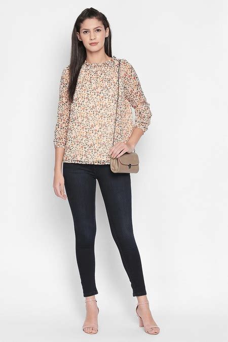 Pink Printed Casual Full Sleeves High Neck Women Regular Fit Tops ...