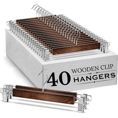 Evolluxi Wood Pants Skirts Hangers Wooden Trousers Bottom Hanger with 2 ...