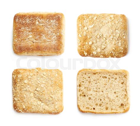Single piece of bread bun isolated | Stock image | Colourbox