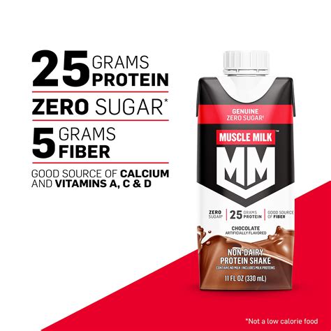 "Muscle Milk Chocolate Protein Shake, 12-Pack, 25g Protein, Zero Sugar ...