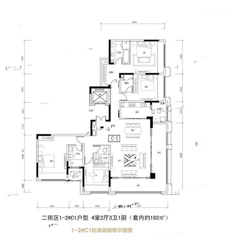 重庆鲁能泰山7号大平层B1户型户型图_首付金额_3室2厅2卫_144.0平米 - 吉屋网