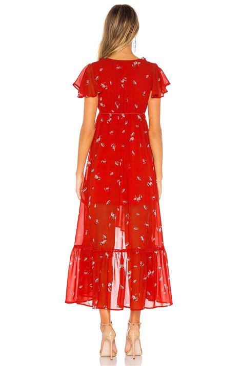 Line & Dot Pradera Midi Dress in Tangerine Red | REVOLVE