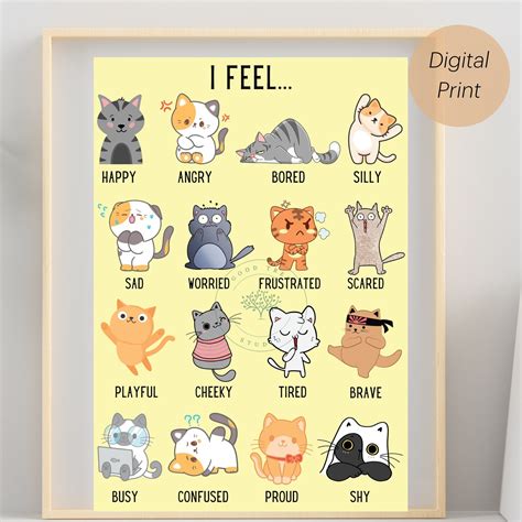 Feelings Chart With Cats Poster: Kids Calming Corner (digital Download ...