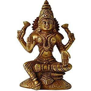 Buy Aakrati Brass Goddess Lakshmi Statue (Standard Size, Brown) Online ...