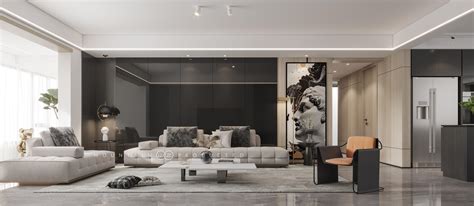时尚大气黑白灰风格背景墙 - 家居新生活设计效果图 - 每平每屋·设计家