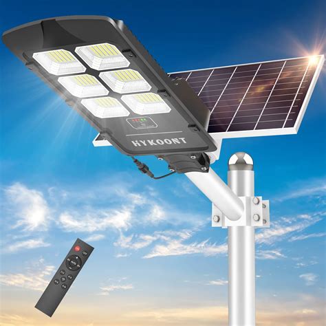 HYKOONT Solar Street Light, 1200W Solar Street Lights Outdoor Dusk to ...