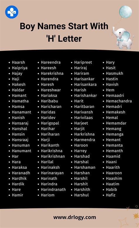 Boy Names Start With 'H' Letter | Cool boy names, Unique baby boy names ...