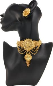 TANVI J Copper Gold-plated Gold Jewellery Set Price in India - Buy ...