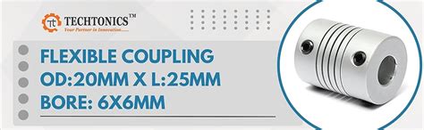 Techtonics Flexible Coupling OD:20mm x L:25mm Bore: 6x6mm : Amazon.in ...