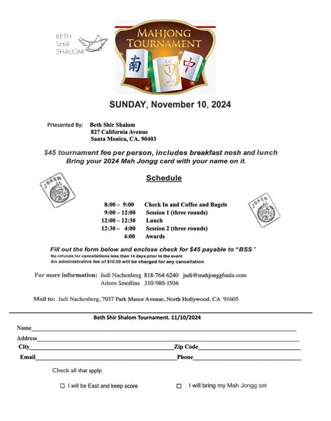 BETH SHIR SHALOM MAHJONGG TOURNAMENT | Santa Monica - LA - California ...