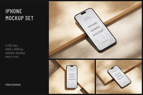 iPhone 15 Pro Mockup Set on Yellow Images Creative Store - 138771
