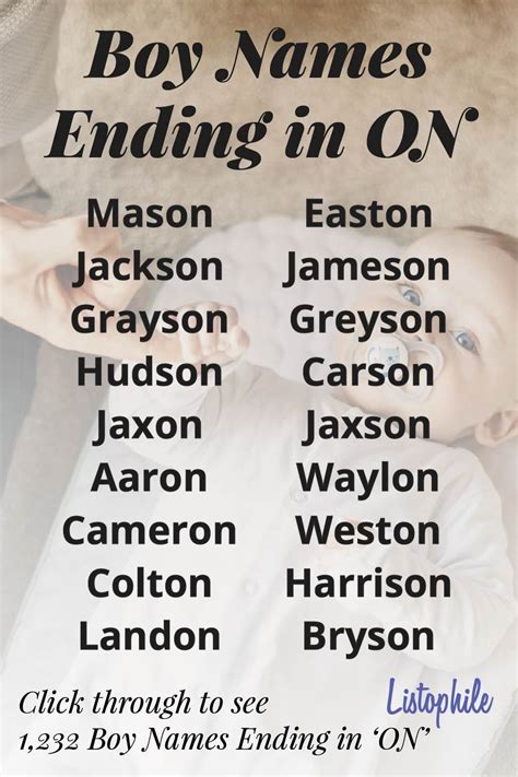 Boy Names Ending in ON | Best character names, Boy names, Strong baby names