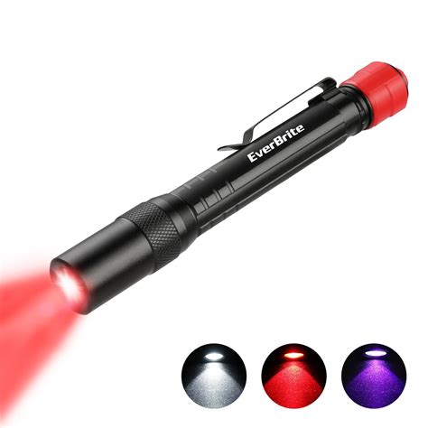 EverBrite Red Light Flashlight with 395nm Blacklight UV/White Light ...