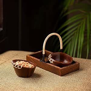 ExclusiveLane 'Cane Heirloom' Serving Bowls with Tray in Sheesham Wood ...