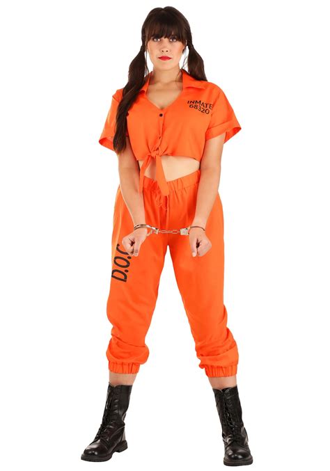 Orange Inmate Prisoner Women's Plus Size Costume | Prison Costumes