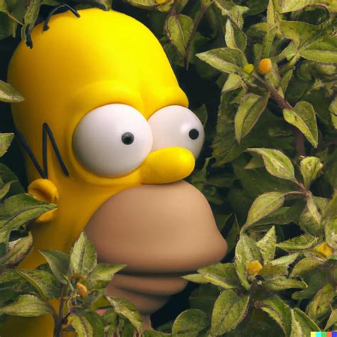 Realistic Homer Simpson hiding in a bush, photorealistic, 4k, real-life ...