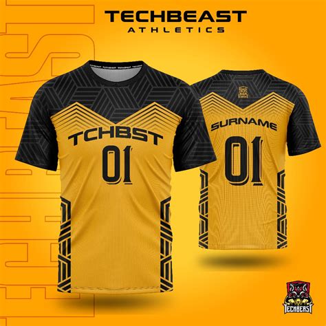 Elite Yellow T-shirt Full Sublimation Jersey Techbeast ( CUSTOM NAME ...