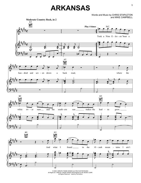 Download Arkansas - Chris Stapleton | Guitar Chords/Lyrics Sheet Music ...