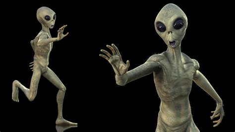 3D Humanoid Alien Running Pose Fur | 3D Molier International