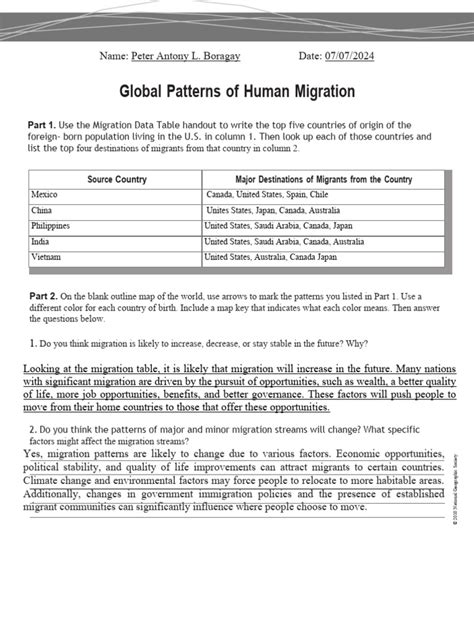 Human Migration Worksheet 的图像结果