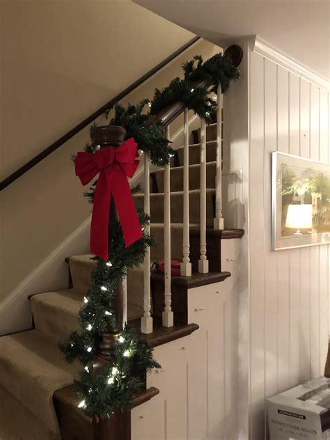 Festive Christmas Decorations on Stairs