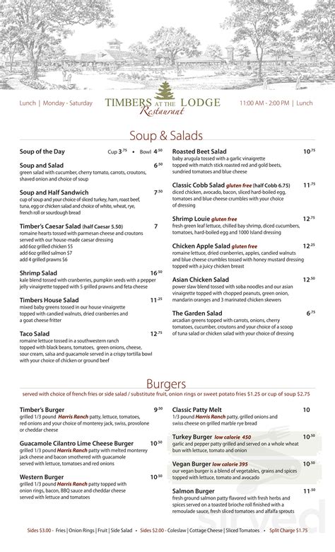 Timber Lodge Menu