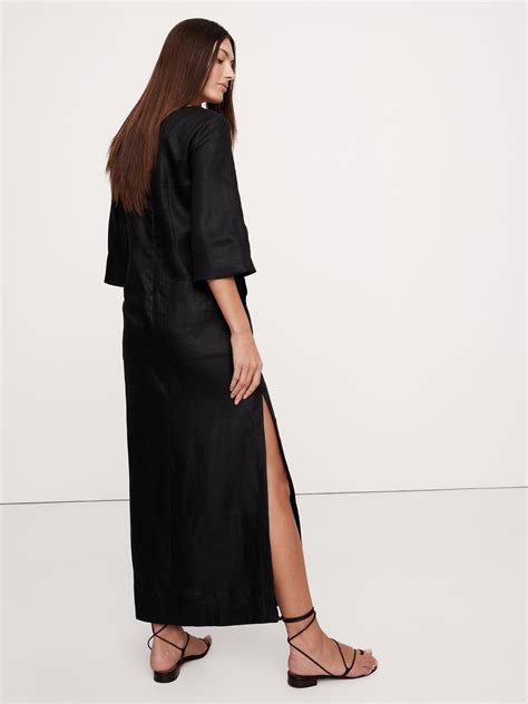 Linen Scoop-Neck Maxi Dress | Banana Republic