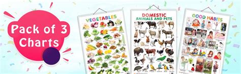 Set of 3 Vegetables, Domestic Animals and Pets and Good Habits Early ...