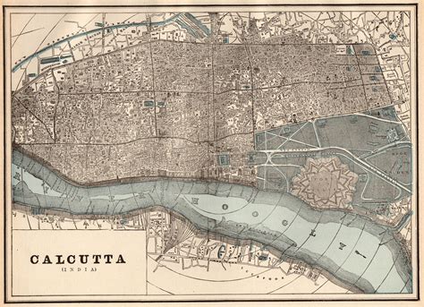 1892 Antique CALCUTTA Map of Calcutta India