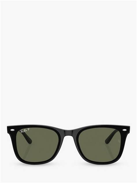 Ray-Ban RB4420 Men's Polarised Rectangular Sunglasses, Black