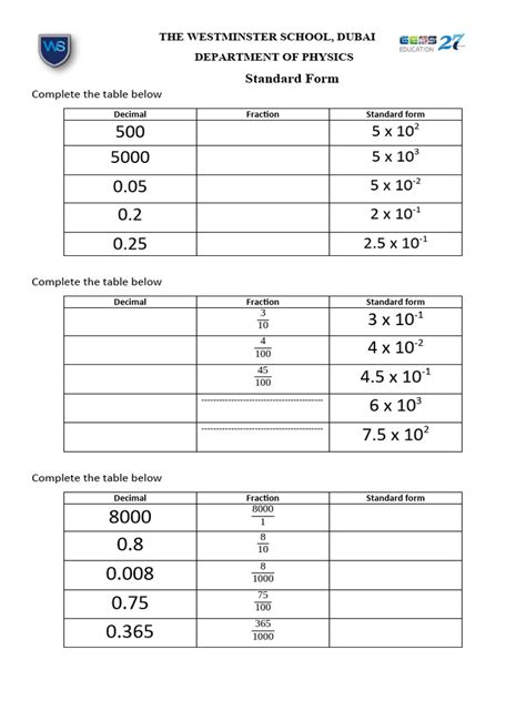 Image result for Standard Form Worksheet Corbettmaths