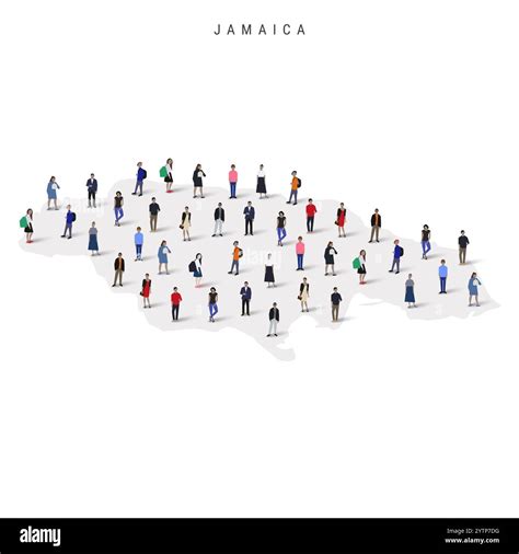 Jamaica population map. Large group of people in a shape of Jamaican map. Flat vector ...