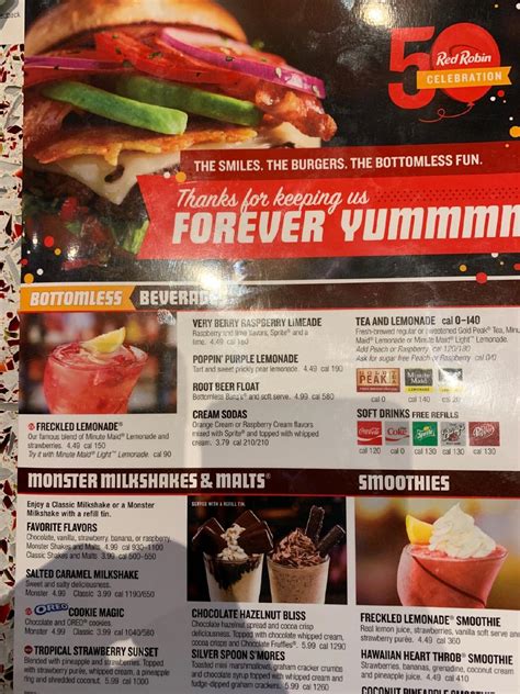 Menu at Red Robin Gourmet Burgers and Brews restaurant, Four Corners ...