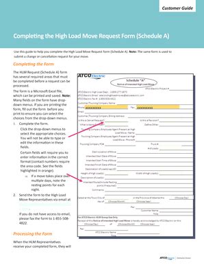 Fillable Online Customer Guide Comple ng the High Load Move Request ...