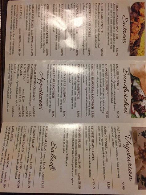 Image result for Pyramid Restaurant Menu