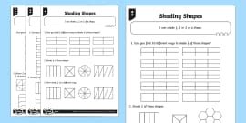 4th Class - Colouring Fractions of Shapes Differentiated Worksheet
