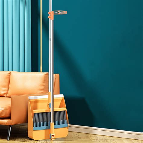 Brooms and Dustpan Set,180° Rotatable Indoor Standing Broom with Self ...