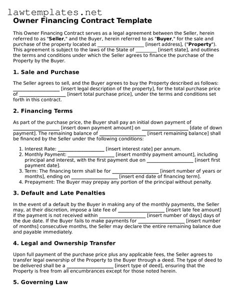 Make a Valid Owner Financing Contract With Our Printable Template