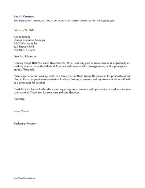 Medical Cover Letter Template