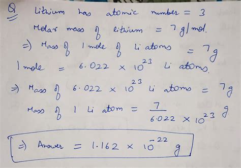 Molar Mass Of Lithium