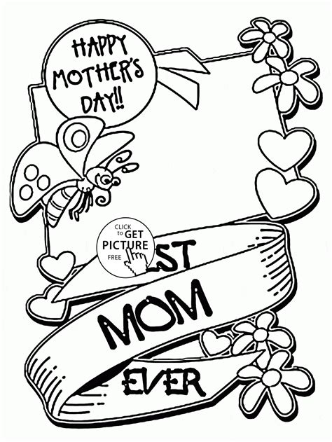Mother's Day Card Coloring Pages