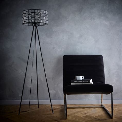 Other | Black Tripod Floor Lamp with Acrylic Glass Shade | Black ...