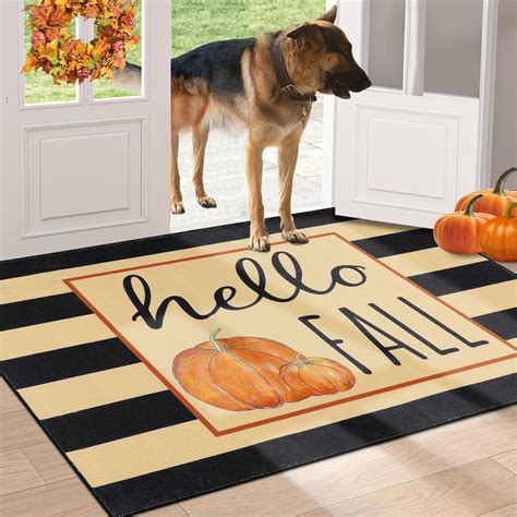 Amazon.com: HEBE Hello Fall Door Mat 32"x48" Seasonal Pumpkin Welcome ...