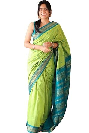 Buy SGF11 Women's Kanjivaram Soft Kalyani Cotton Linen Silk Saree With ...