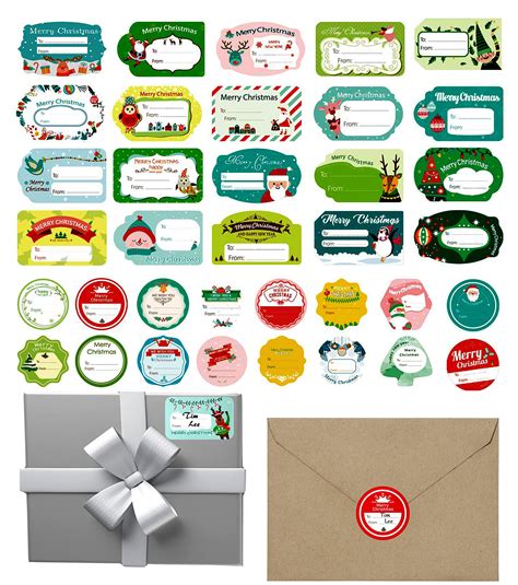 Buy Self Adhesive Christmas Gift Tags Santa Snowmen Deer Christmas Name ...